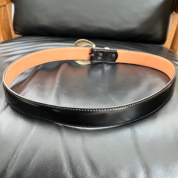 LUISACCHI Belt Black Genuine Leather Brass Tone Buckle Rhinestones Western XXL - Picture 6 of 14